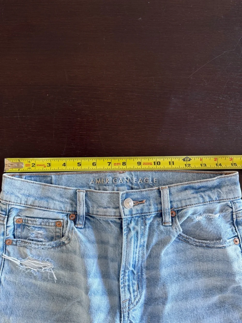 American Eagle Outfitters Ripped High-Waisted Light Blue Stovepipe Jean - Picture 8 of 11
